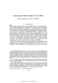 Four Tests for Liability in Torts