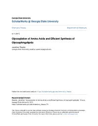 Glycosylation of Amino Acids and Efficient Synthesis of Glycosphingolipids