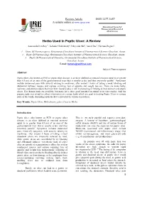 Herbs Used in Pepti Ulcer a Review