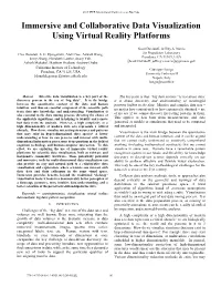 Immersive and Collaborative Data Visualization Using Virtual Reality Platforms