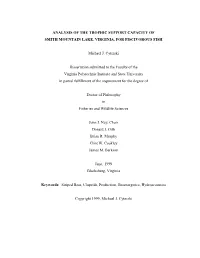 Analysis of the Trophic Support Capacity of Smith Mountain Lake, Virginia, for Piscivorous Fish