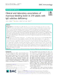 Clinical and Laboratory Associations of Mannose-Binding Lectin in 219 Adults with Igg Subclass Deficiency James C