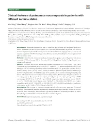 Clinical Features of Pulmonary Mucormycosis in Patients with Different Immune Status