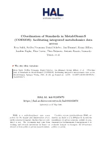 Coordination of Standards in Metabolomics