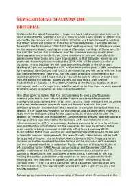 Newsletter No. 74 Autumn 2008 Editorial