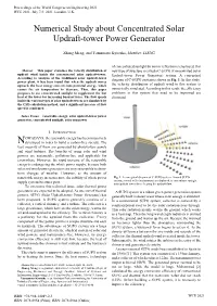 Numerical Study About Concentrated Solar Updraft-Tower Power Generator