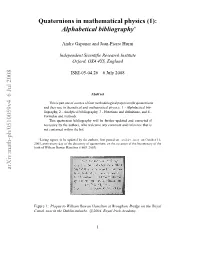 Quaternions in Mathematical Physics (1): Alphabetical Bibliography