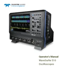 Wavesurfer 510 Oscilloscopes Operator's Manual