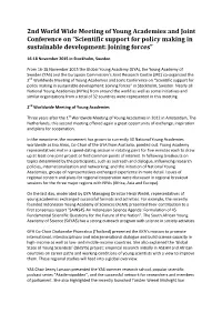 2Nd World Wide Meeting of Young Academies and Joint Conference on “Scientific Support for Policy Making in Sustainable Development: Joining Forces”