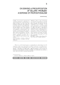 9 on Denying a Presupposition of Sellars' Problem