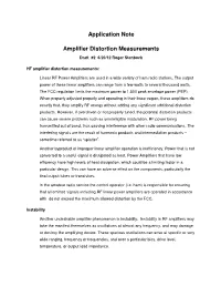 Application Note Amplifier Distortion Measurements