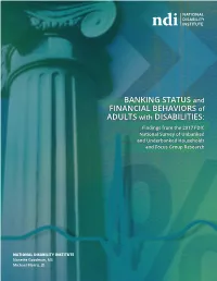 Banking Status and Financial Behaviors of Adults with Disabilities