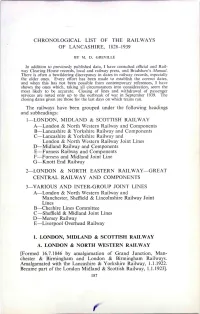 Chronological List of the Railways of Lancashire, 1828-1939