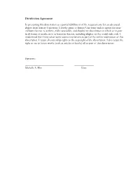 Distribution Agreement in Presenting This Dissertation As a Partial