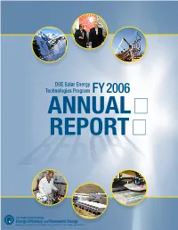 DOE Solar Energy Technologies Program FY 2006 ANNUAL REPORT