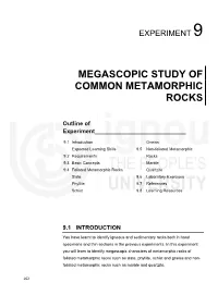 Megascopic Study of Common Metamorphic Rocks
