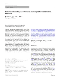 Patterns in Bobcat (Lynx Rufus) Scent Marking and Communication Behaviors