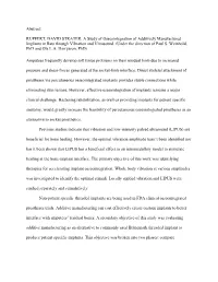 RUPPERT, DAVID STRATER. a Study of Osseointegration of Additively Manufactured Implants in Rats Through Vibration and Ultrasound