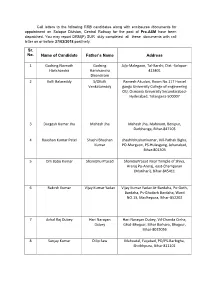 Sr. No. Name of Candidate Father's Name Address 1 Gadsing Navnath