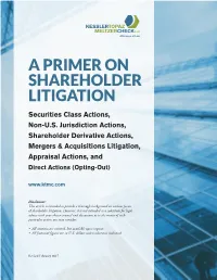 A Primer on Shareholder Litigation