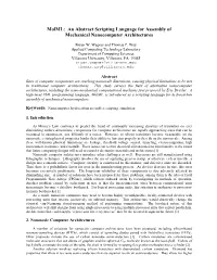 An Abstract Scripting Language for Assembly of Mechanical Nanocomputer Architectures