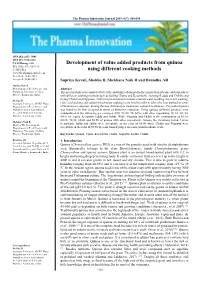 Development of Value Added Products from Quinoa Using Different Cooking