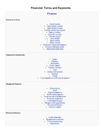 Financial: Terms and Keywords