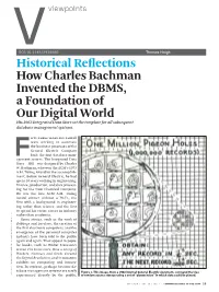 Historical Reflections How Charles Bachman Invented the DBMS, a Foundation of Our Digital World