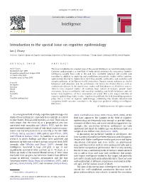 Introduction to the Special Issue on Cognitive Epidemiology