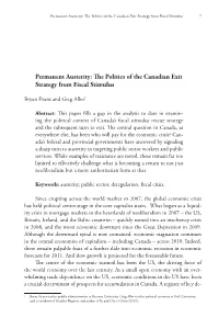 Permanent Austerity: the Politics of the Canadian Exit Strategy from Fiscal Stimulus 7