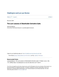 The Lost Lessons of Shareholder Derivative Suits