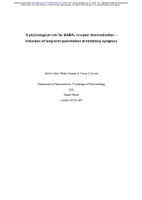 A Physiological Role for GABAA Receptor Desensitization – Induction of Long-Term Potentiation at Inhibitory Synapses
