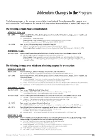 Addendum: Changes to the Program