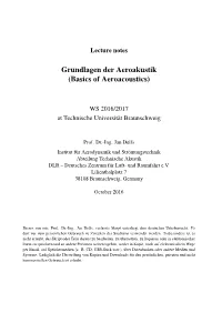 Basics of Aeroacoustics)