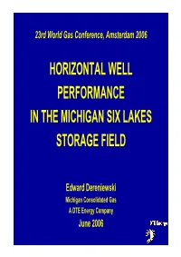 Horizontal Well Performance in the Michigan Six Lakes Storage Field