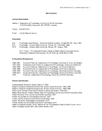 Mark Schaller Contact Information: Address: Department of Psychology