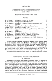 Obituary Andrei Nikolaevich Kolmogorov