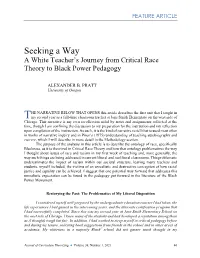 Seeking a Way a White Teacher’S Journey from Critical Race Theory to Black Power Pedagogy