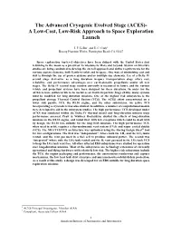 The Advanced Cryogenic Evolved Stage (ACES)- a Low-Cost, Low-Risk Approach to Space Exploration Launch