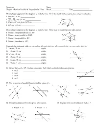 Geometry Name______Chapter 3 Review Parallel & Perpendicular Lines Block Date______
