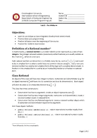 Objectives: Definition of a Rational Number1 Class Rational