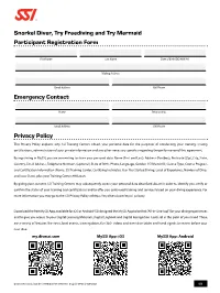 Snorkel Diver, Try Freediving and Try Mermaid Participant Registration Form