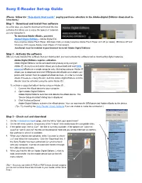 Sony E-Reader Set-Up Guide