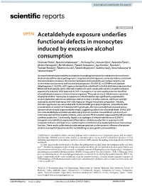 Acetaldehyde Exposure Underlies Functional Defects in Monocytes