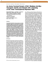 An Amino-Terminal Domain of Mxil Mediates Anti-Myc Oncogenic Activity and Interacts with a Homolog of the Yeast Transcriptional Repressor SIN3