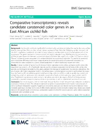 Comparative Transcriptomics Reveals Candidate Carotenoid Color Genes in an East African Cichlid Fish Ehsan Pashay Ahi1,2, Laurène A