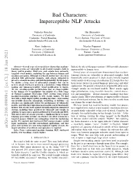 Imperceptible NLP Attacks