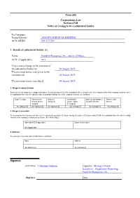 Notice of Change of Interests of Substantial Holder