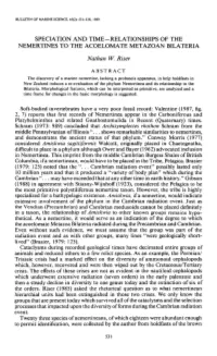 Speciation and Timeâšrelationships of the Nemertines to The