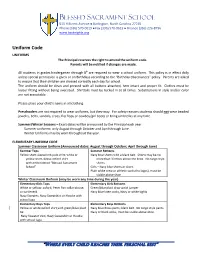 Uniform Code UNIFORMS the Principal Reserves the Right to Amend the Uniform Code